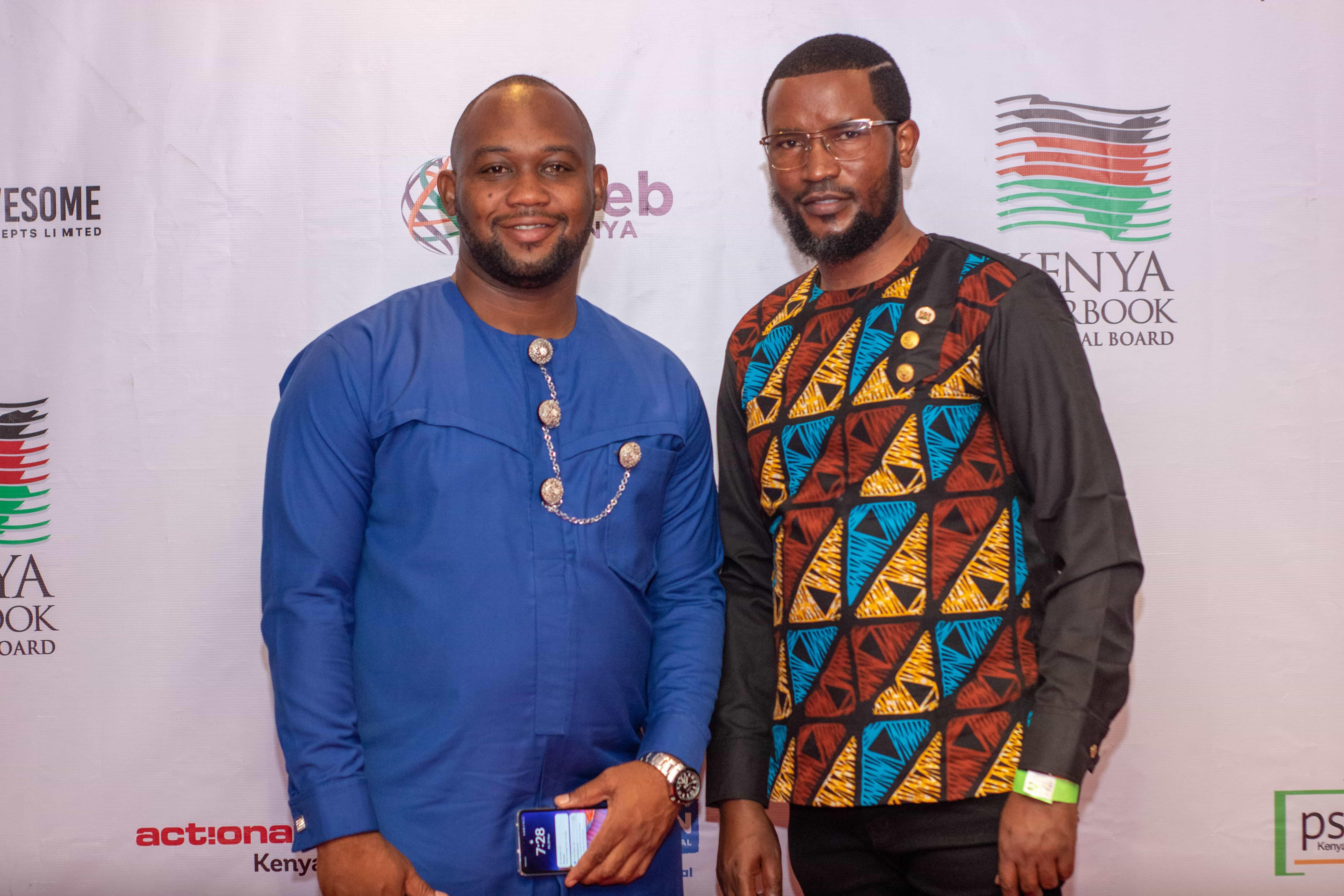 Yeri Suleiman (left) and his friend at the NGO Awards 2024 at Ole Sereni Hotel.